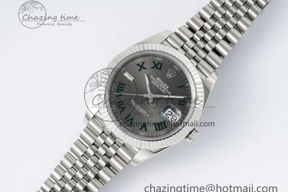 0410 DateJust 41 SS Fluted Bezel KING 1:1 Best Edition 904L Steel Gray Green Roman Dial on Jubilee Bracelet VR Contemporary 2204